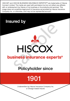 Hiscox sample insurance badge