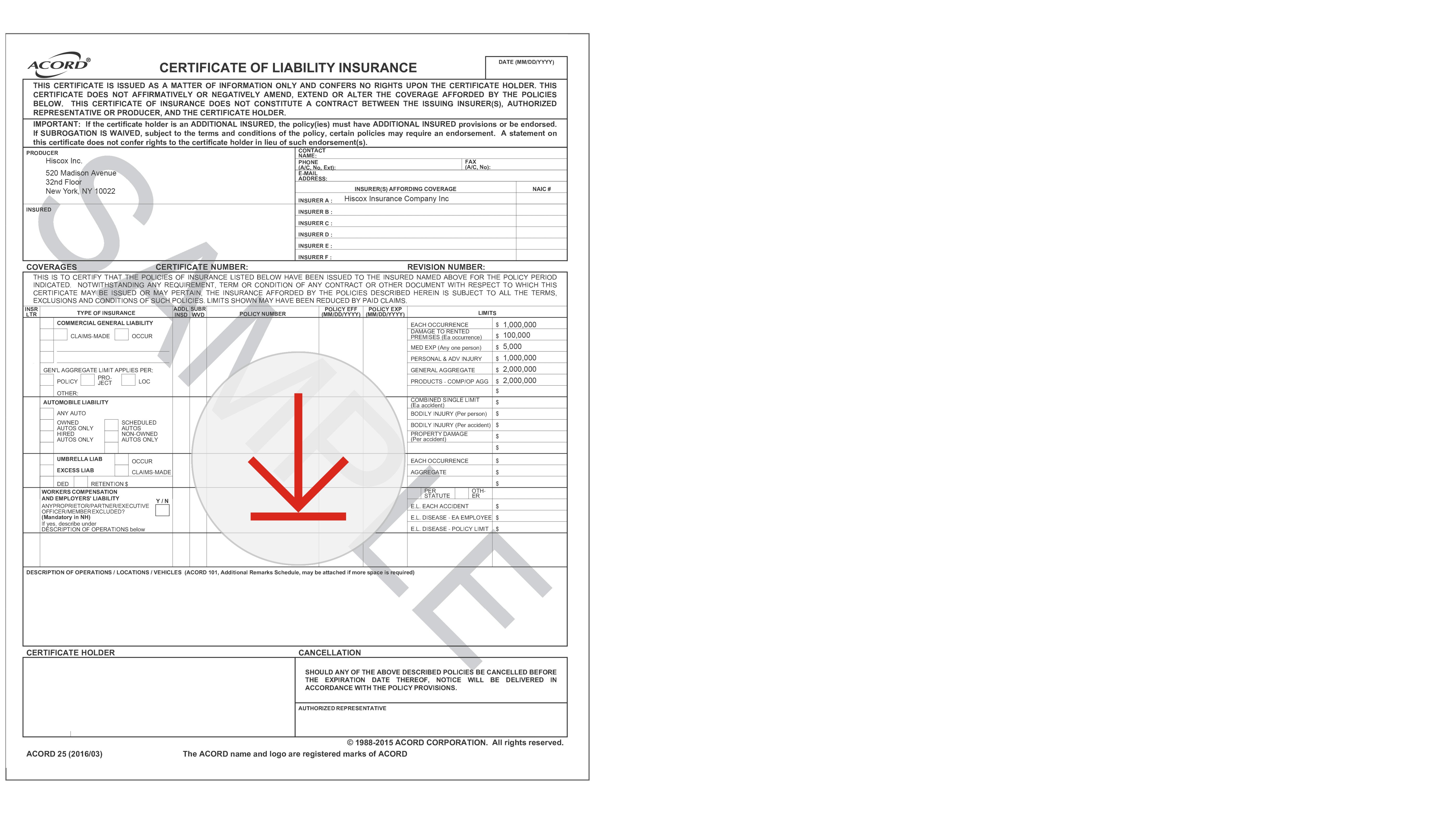 What is an ACORD certificate of liability form? In Acord Insurance Certificate Template