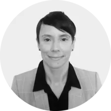 Black and white headshot of Rebekah Bermudez