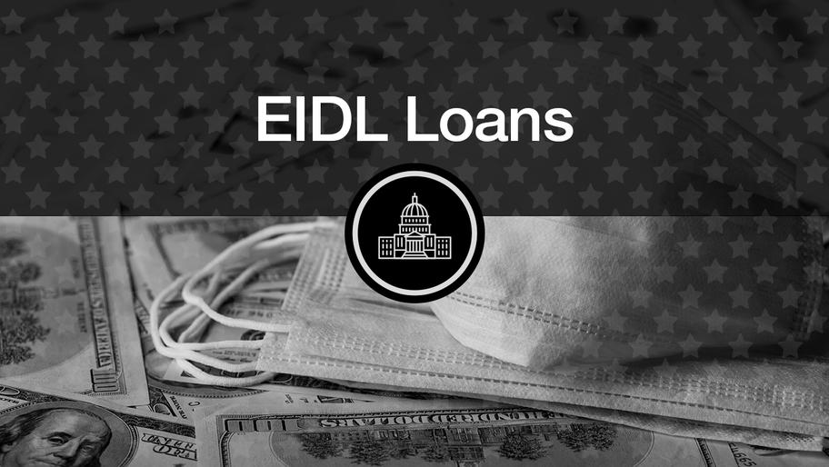 Black and white photo of mask and money. EIDL Loans.