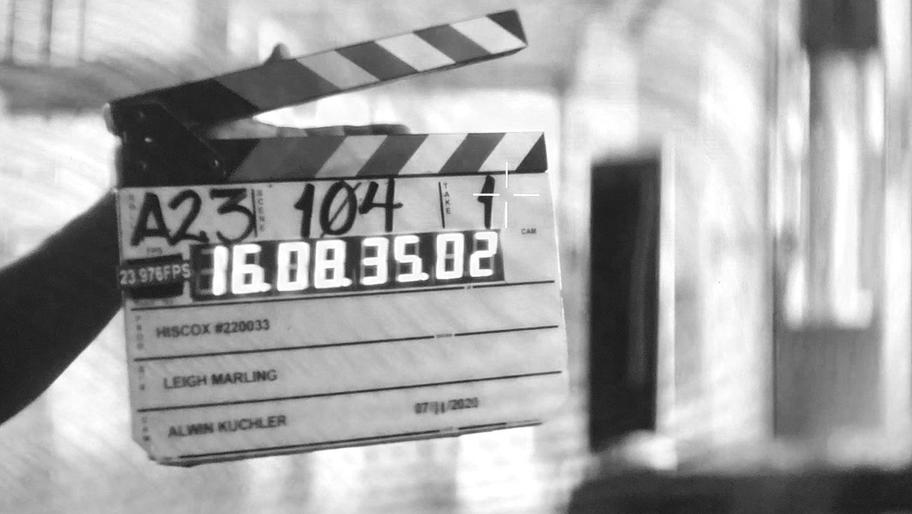 Clapperboard. Behind the scenes of Hiscox Dreams commercials