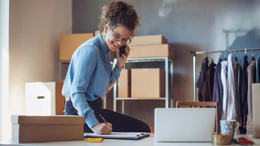 Small business owner working