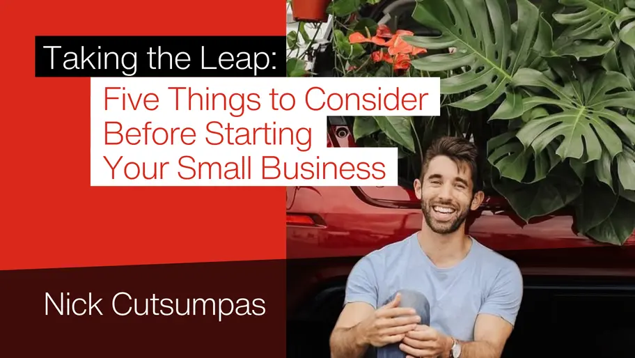 Farmer Nick sitting outdoors near plants and a car, representing planning and launching a new small business