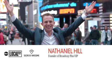 Nathaniel Hill of Broadway VIP standing in Times Square New York, NY