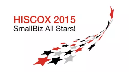 Black and red cascading stars. Hiscox 2015 SmallBiz All Stars
