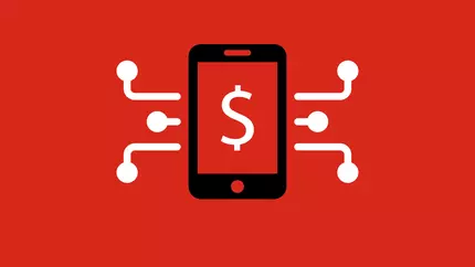 Smart phone with dollar sign on the screen and with tubes protruding from it. Affiliate marketing for small business.
