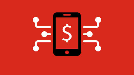Smart phone with dollar sign on the screen and with tubes protruding from it. Affiliate marketing for small business. 