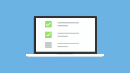 Illustration of computer monitor with a checklist on the screen. Small business website refresh
