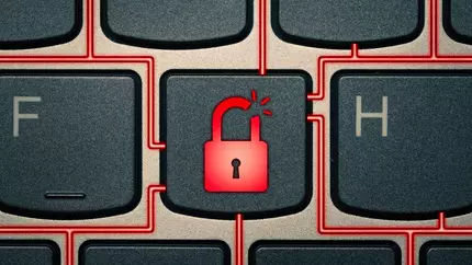 Keyboard with lock on the "F" key. Encryption. Cyber. Small business.