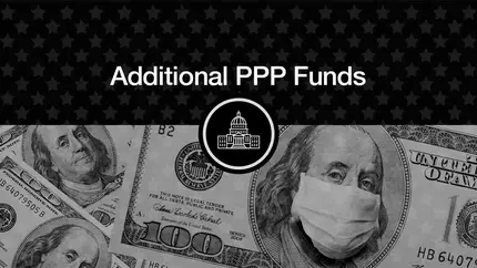 New stimulus package. PPP 2.0. Dollar bill. Mask.