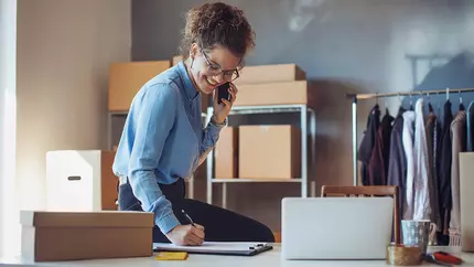 Small business owner working
