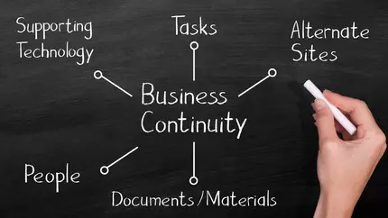 chalkboard depicting steps in continuity planning for small businesses