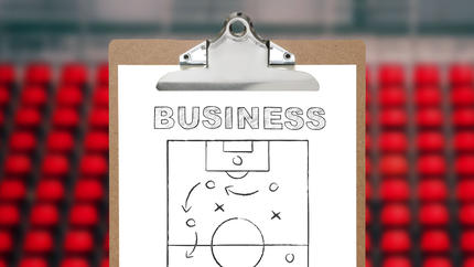 Business clipboard with soccer moves like Ted Lasso would plan