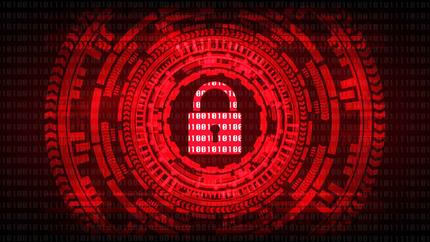 padlock on red and black background depciting cyber security