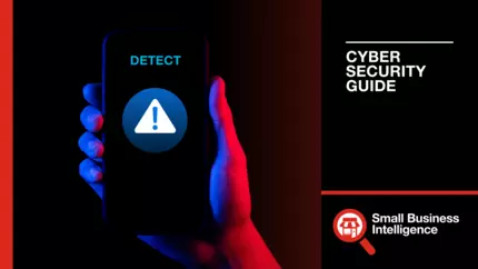 Business owner's hand holding mobile device displaying 'detect' on screen for guide to detecting cyber attacks