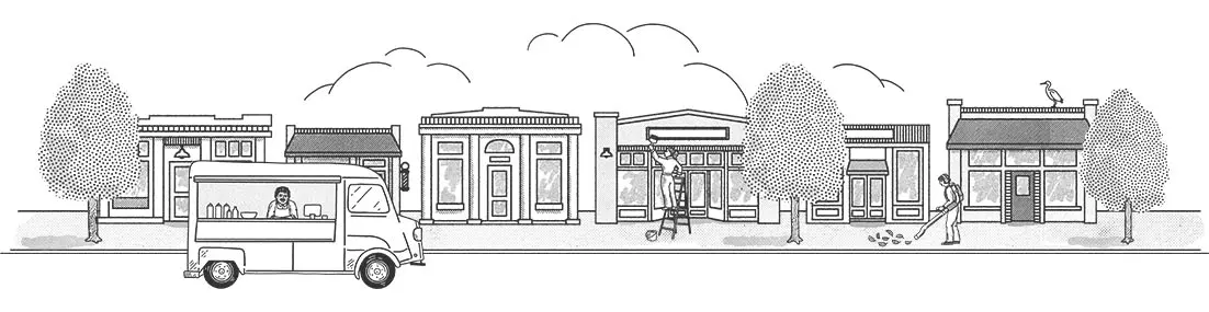 Illustration of Small Businesses on Main Street