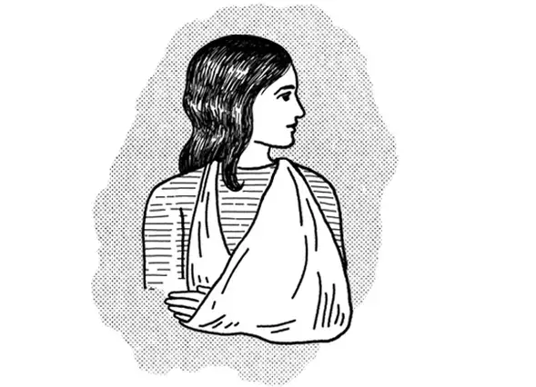 Woman with arm in a sling