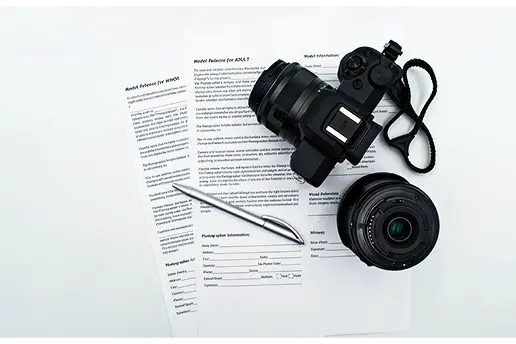 Camera resting on photographer contracts
